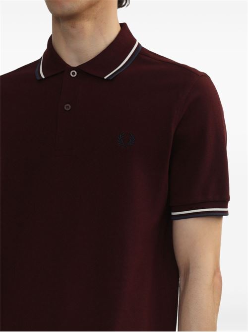 Polo manica corta con doppio bordino e logo ricamato FRED PERRY | M3600Y29